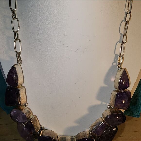 Amethyst Elegant Purple Stone Necklace - Picture 6 of 10